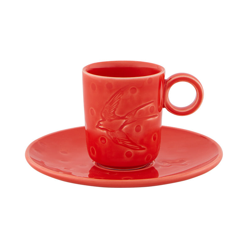 Parody; Coffee Cup & Saucer; Coral
