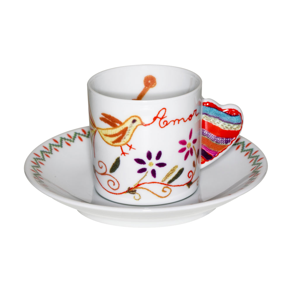 Vila Verde; Coffee Cup & Saucer; Bird Yellow