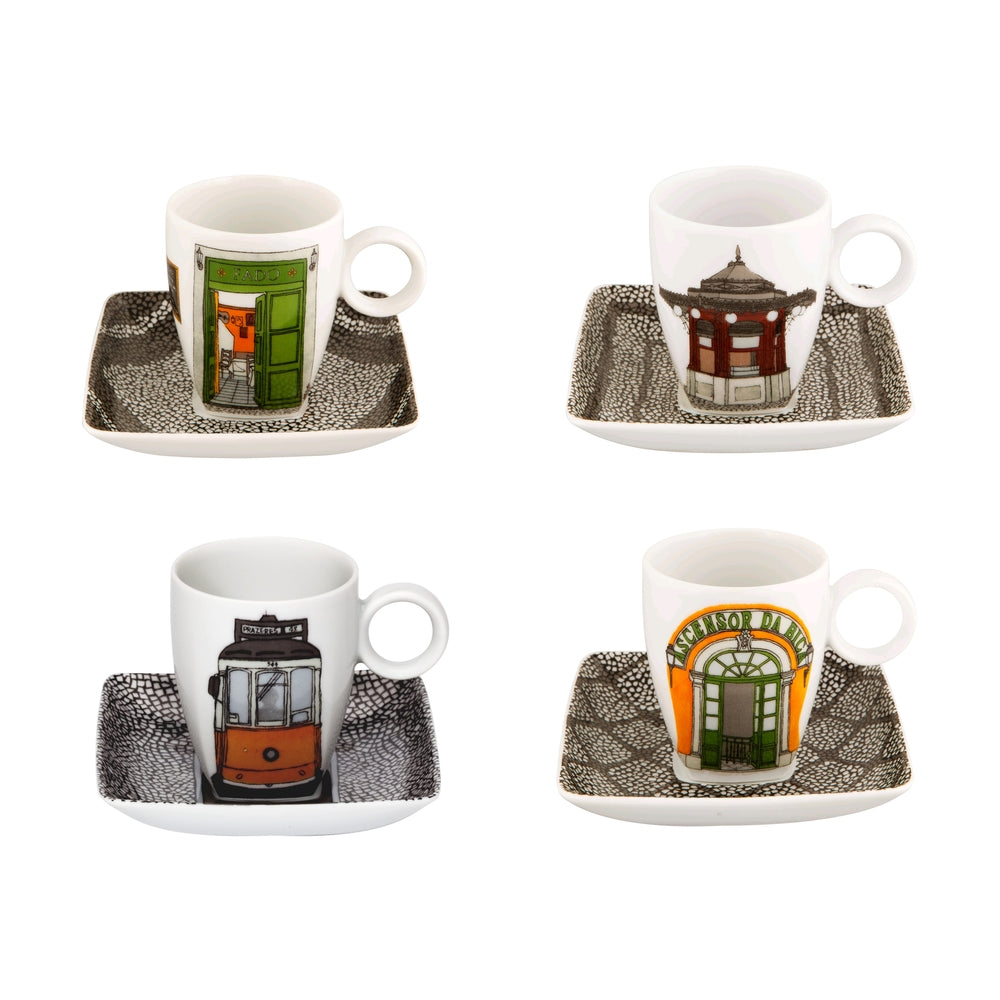 Alma De Lisboa; Mix 4 Coffee Cup & Saucer; Gift Box