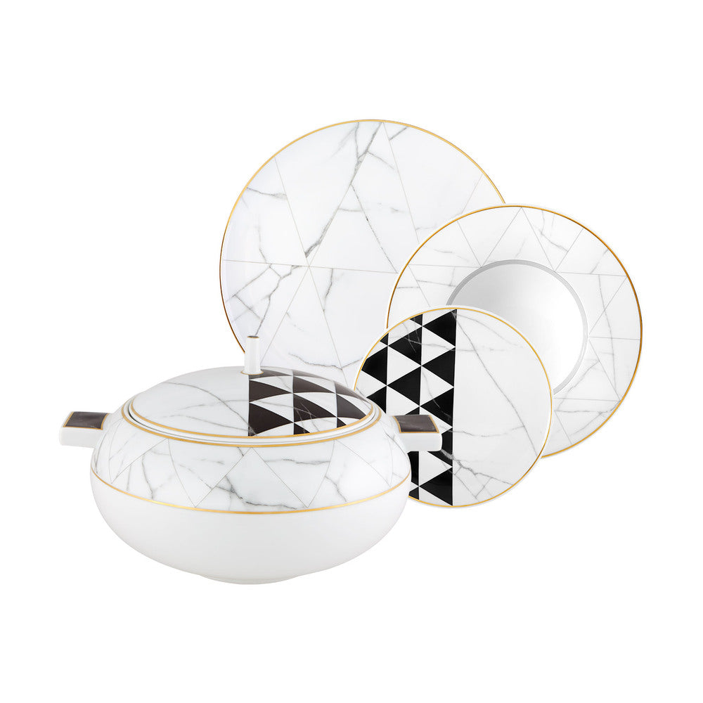 Carrara; Dinner Set of 12; 64 Pieces